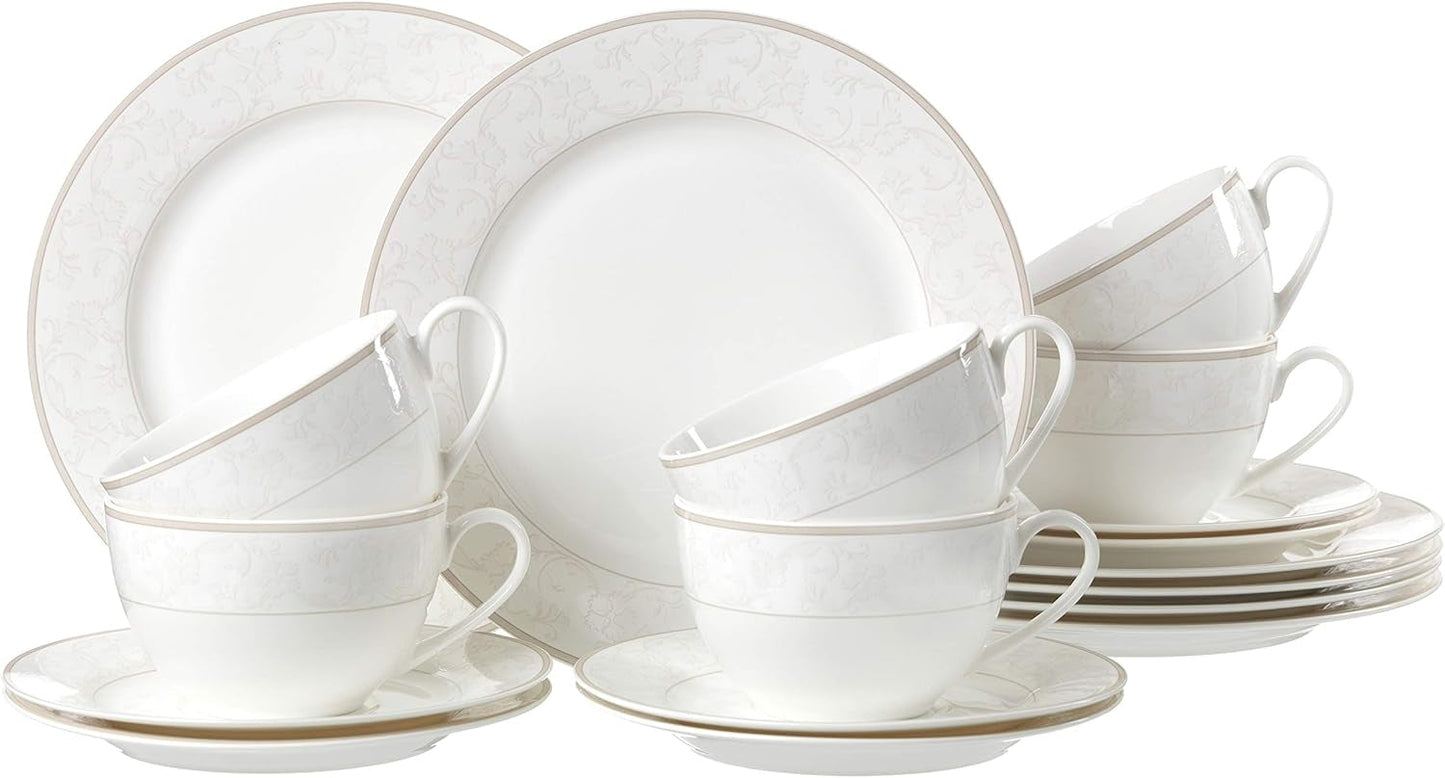 Serwis kawowy Ritzenhoff & Breker Isabella, 18 sztuk, delikatna porcelana, biała z ozdobami, 37 x 26 x 25 cm