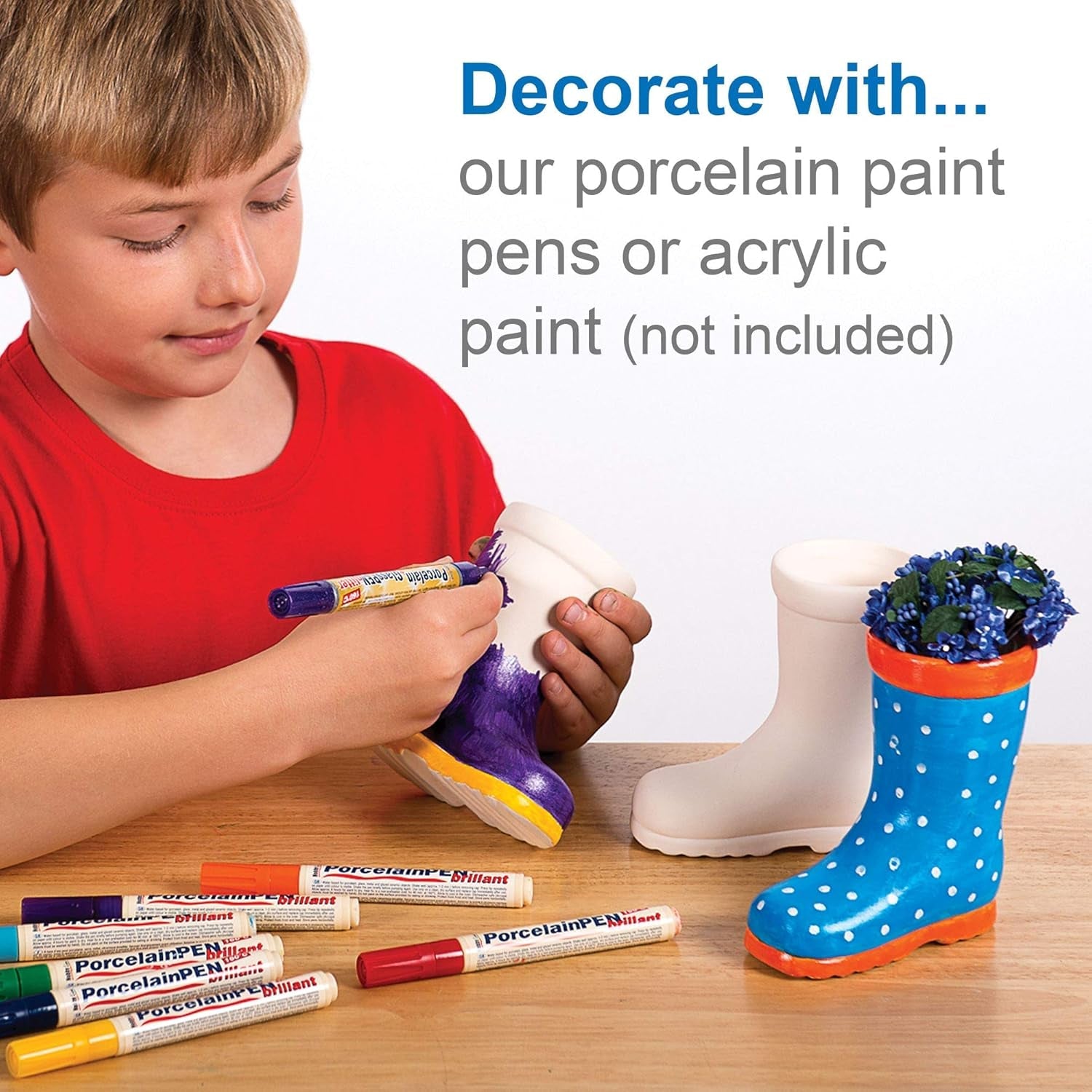 Ceramiczne garnki Baker Ross „Wellies” dla dzieci (2 szt.)