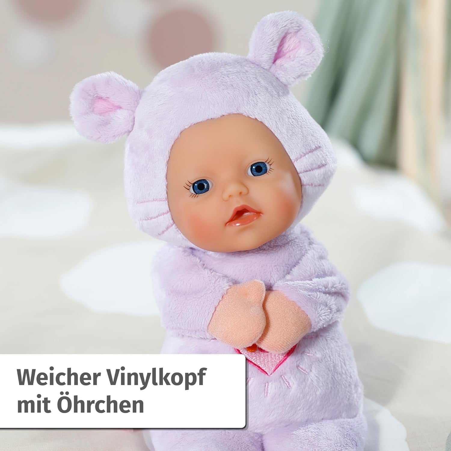 Lalka Baby Born for Babies Mouse, 26 cm, z uszami i kieszeniami na palce, dla noworodków, 836590 Zapf Creation, różowy
