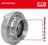 Złączka Storz TYPE C 52, 2" gwint wewnętrzny, do rur i kształtek z nitrylowym O-ringiem do wkładek ssących i ciśnieniowych, wykonana z aluminium, 31092