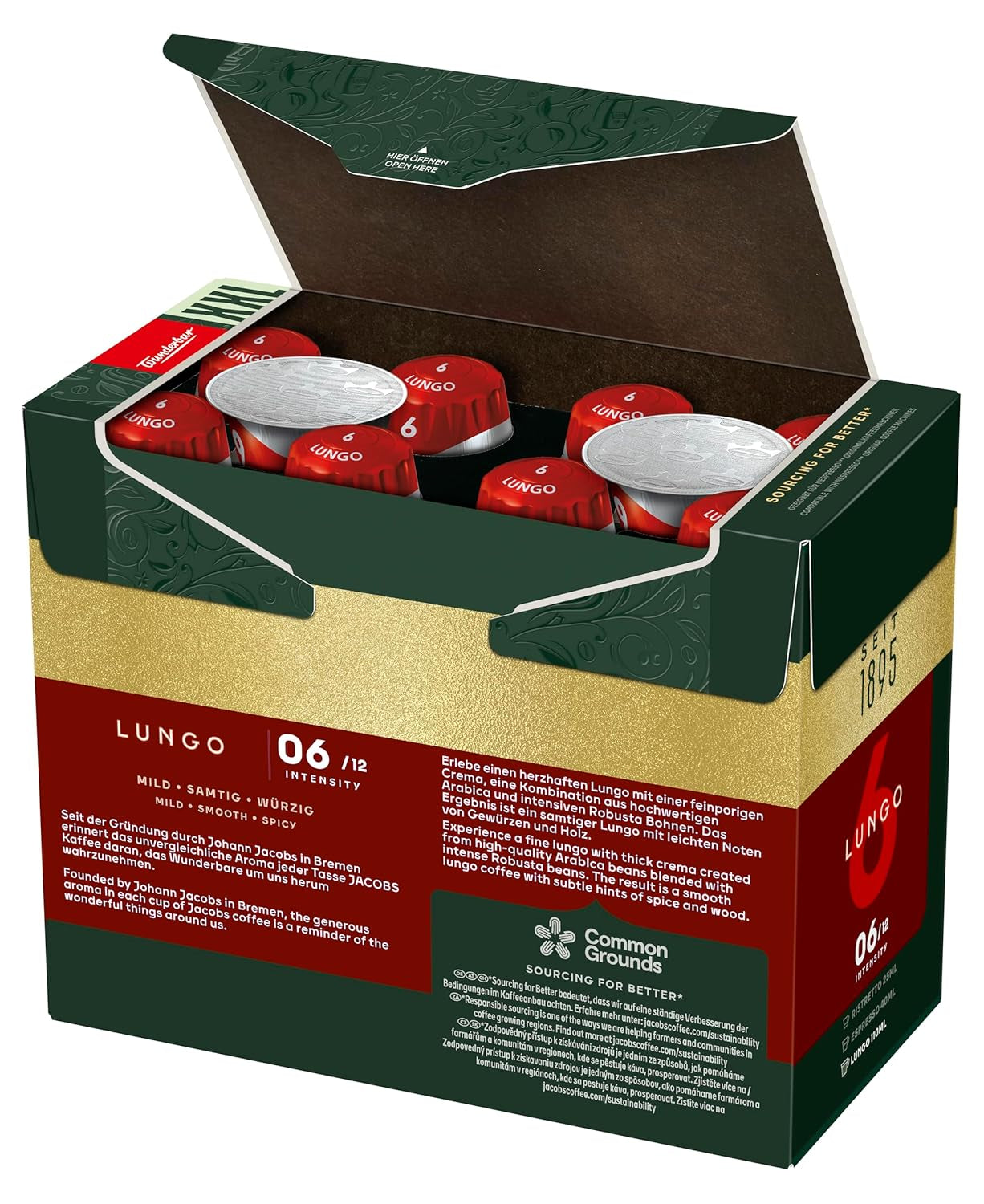 Jacobs Kaffeekapseln Lungo Classico, Megapack XXL, Intensität 6/12, 5 x 40 Getränke, kompatybilna z Nespresso* Kaffee Kapseln, 200 Kapseln