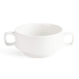 Olympia Whiteware miski do zupy z uchwytami 400ml (6 sztuk) - można używać w piekarniku, kuchence mikrofalowej, zamrażarce i zmywarce C239