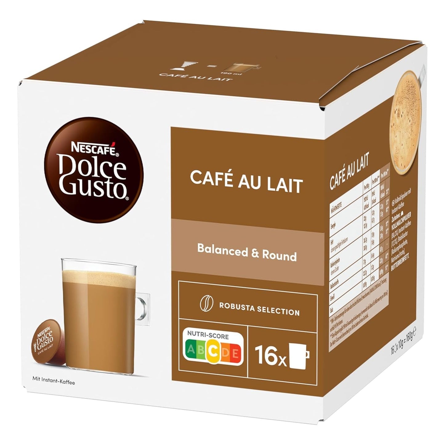 NESCAFÉ DOLCE GUSTO Café au Lait Kaffeekapseln Pakiet 6 sztuk (6 x 16 Kapseln)