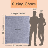 Gruby koc robiony na drutach, narzuta, w 100% ręcznie robiony na drutach z przędzy szenilowej jumbo (127 x 152,4 cm, liliowo-szary) Łóżka i koce Adyrescia
