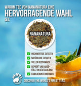 Oryginalna HERBATA CYTRYNOWA BLISS 85G firmy Nananatura | Owocowa i orzeźwiająca letnia herbata ziołowa | Jako herbata zimna, herbata mrożona lub klasycznie gorąca | Z kwiatami, liśćmi i dojrzewającymi w słońcu jagodami | Bez cukru