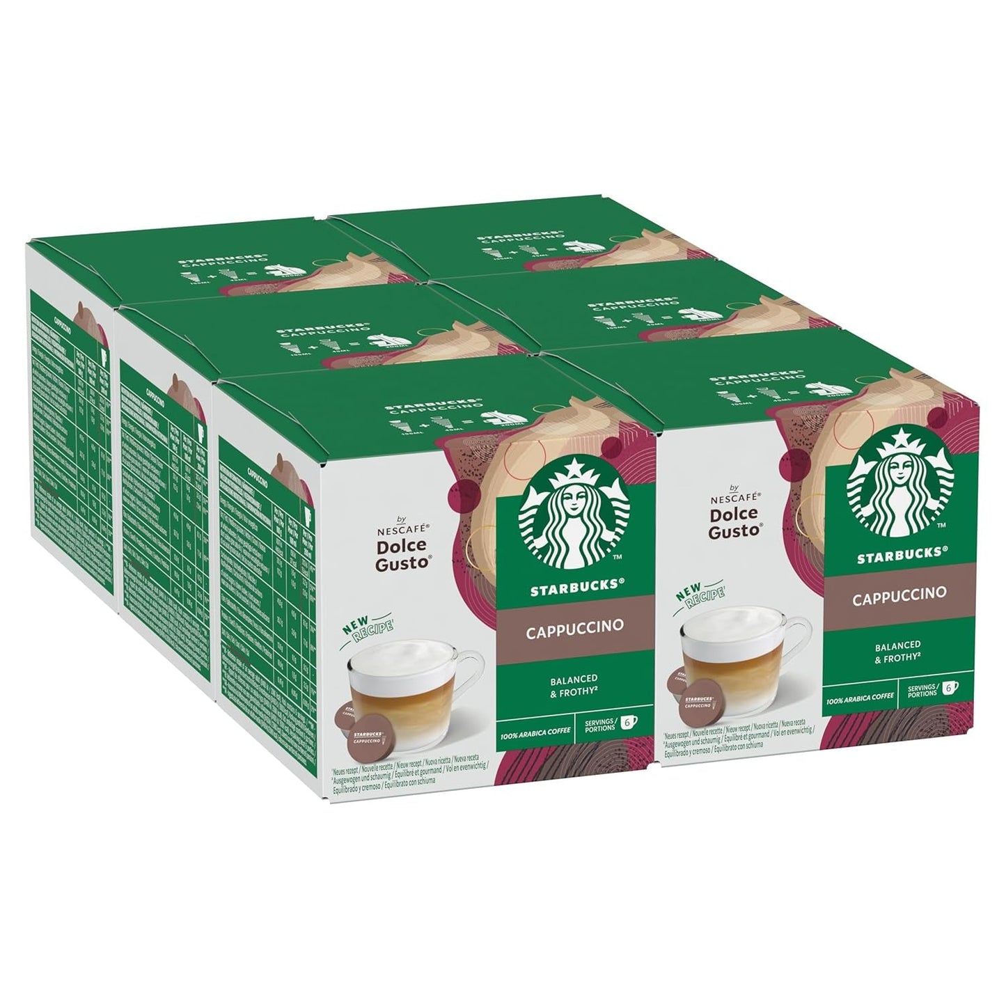 STARBUCKS Cappuccino marki Nescafé Dolce Gusto Kaffeekapseln 6 x 12 (72 Kapseln)