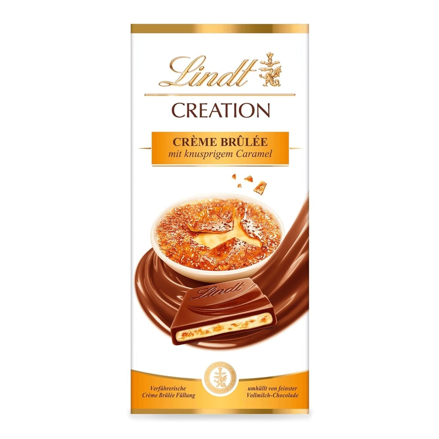 Lindt Schokolade Creme Brûlée Tafel | Crème Brûlée Füllung Mit Knusprigem Karamell, Umhüllt Von Feinster Vollmilch-Schokolade | Schokoladentafel | Schokoladengeschenk, 150G Naty Shop Domyślny tytuł