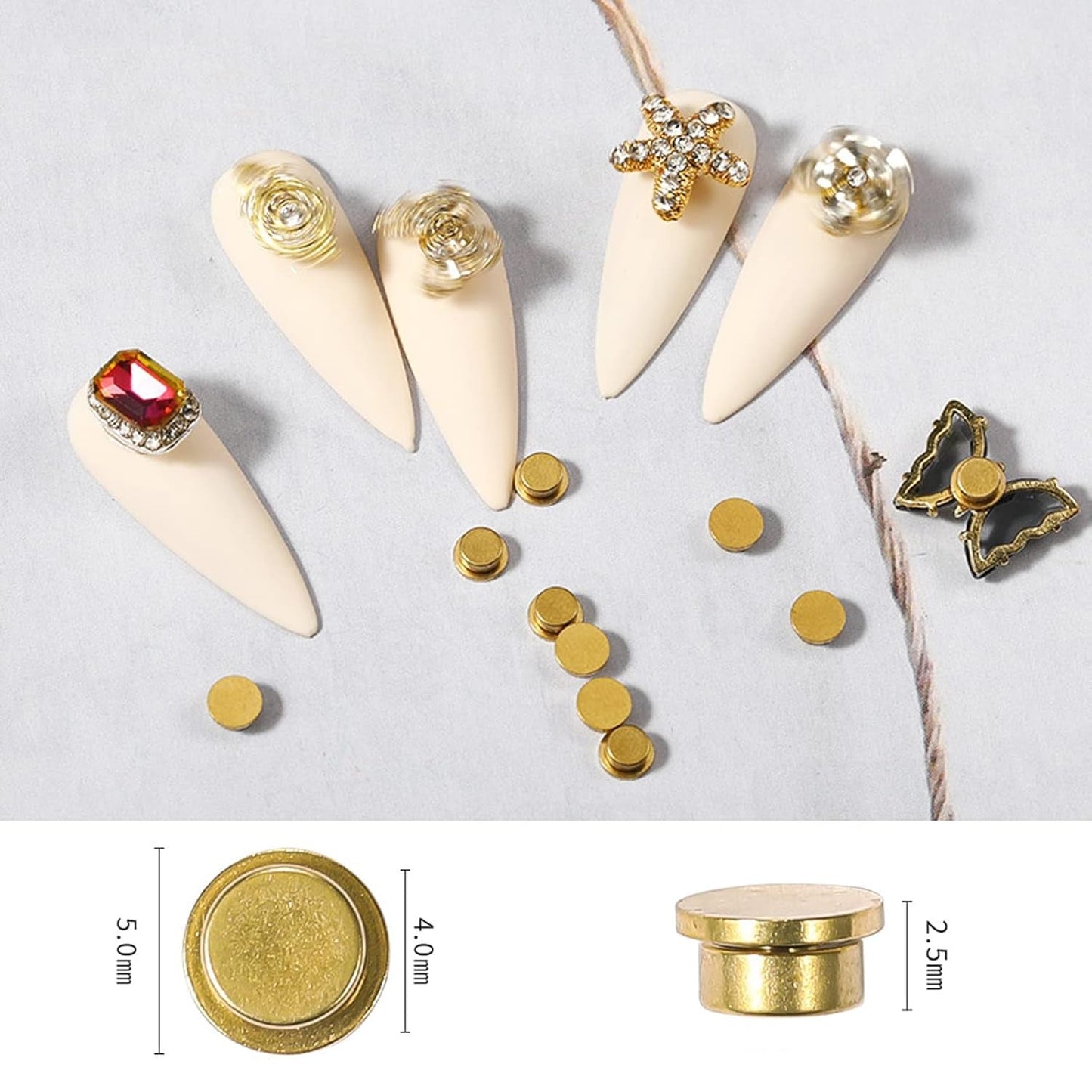 Obrotowe zawieszki do zdobienia paznokci, 20 Stück Spinning Charms do paznokci Obrotowe łożysko do paznokci Für Nail Art Design DIY Crafting Schmuck Zubehör