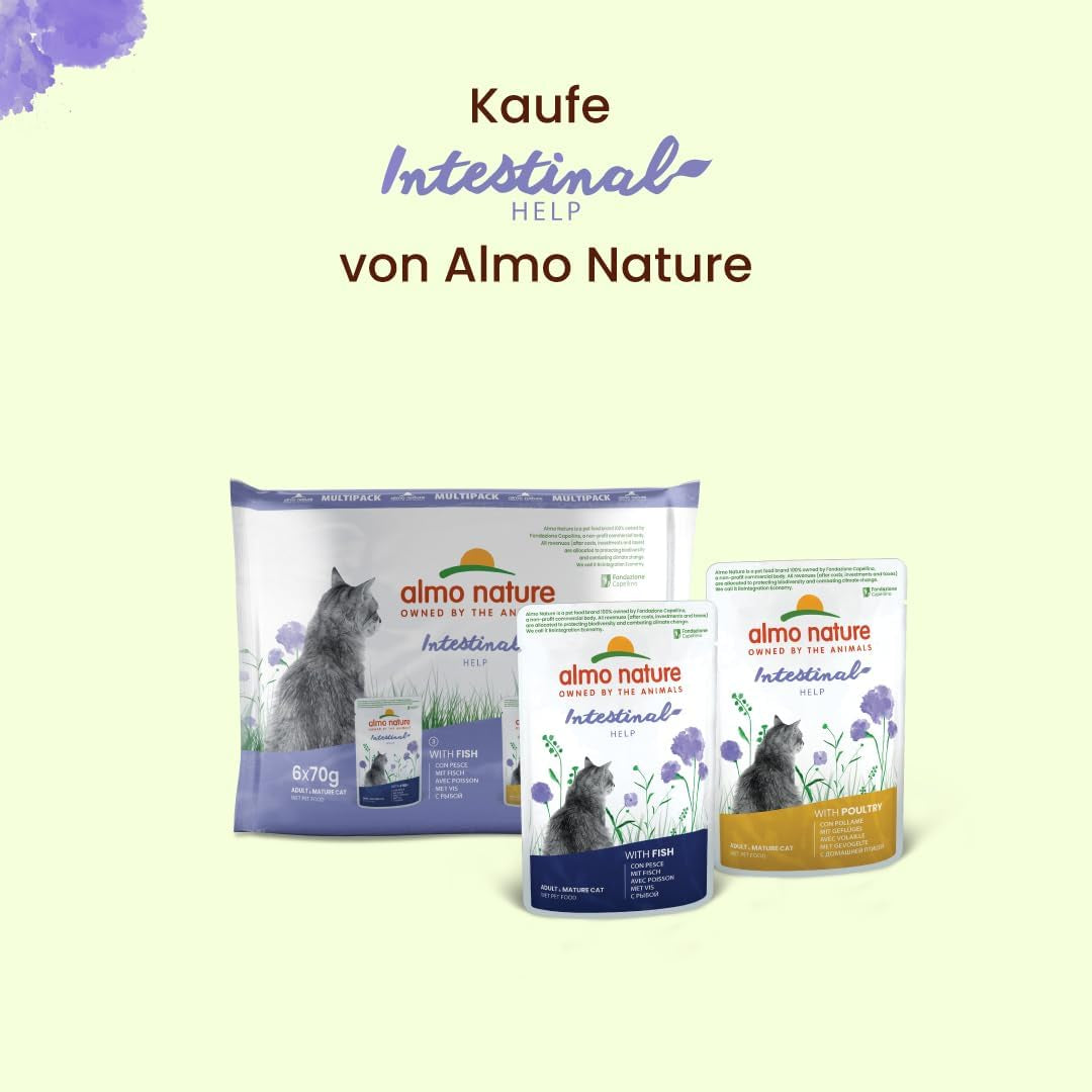 Almo Nature Functional - Intestinal Help - Mokra karma dla dorosłych i dojrzałych kotów z wrażliwymi jelitami - z rybami - wspiera mikrobiom - 70 g (opakowanie 30 szt.)