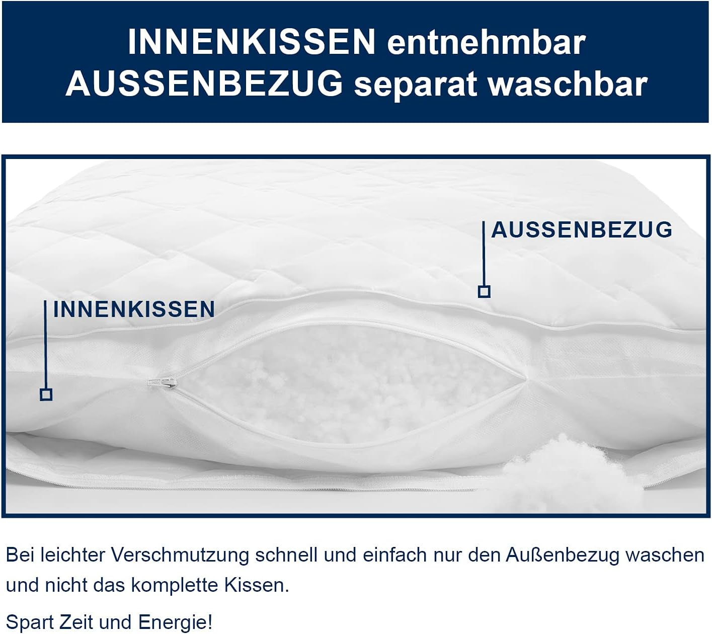 Poduszka Irisette Noblesse - Made in Germany - Poduszka ze zdejmowanym pokrowcem wykonana z czystej bawełny, 80 X 80 cm, poduszki z certyfikatem Oeko-Tex Naty Shop