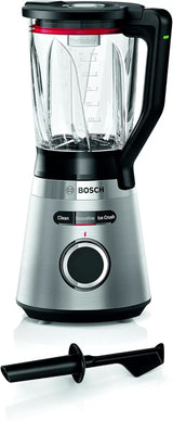 Mikser stojący Bosch Vitapower Serie 4 MMB6382M, Edelstahl-Klingen Made in Germany, 1,5 l Thermosafe Glasbehälter, Stopfer, Sicherheitsdeckel, Spülmaschinengeeignete Teile, 30 000 U/Min, 1200 W, Mikser stojący Edelstahl Kitchen Naty Shop