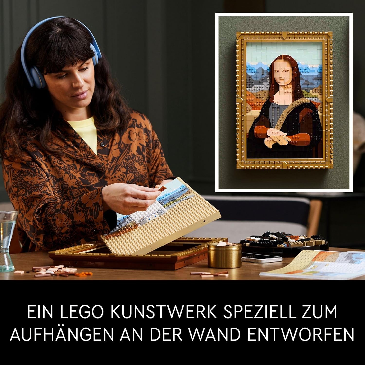 LEGO Art Mona Lisa, zestaw dla dorosłych, obraz Leonarda Da Vinci do zawieszenia, aktywność twórcza dla mężczyzn i kobiet, prezent dla miłośników sztuki, sztuka włoskiego renesansu 31213 Zestawy do budowania Besuche den LEGO-Store