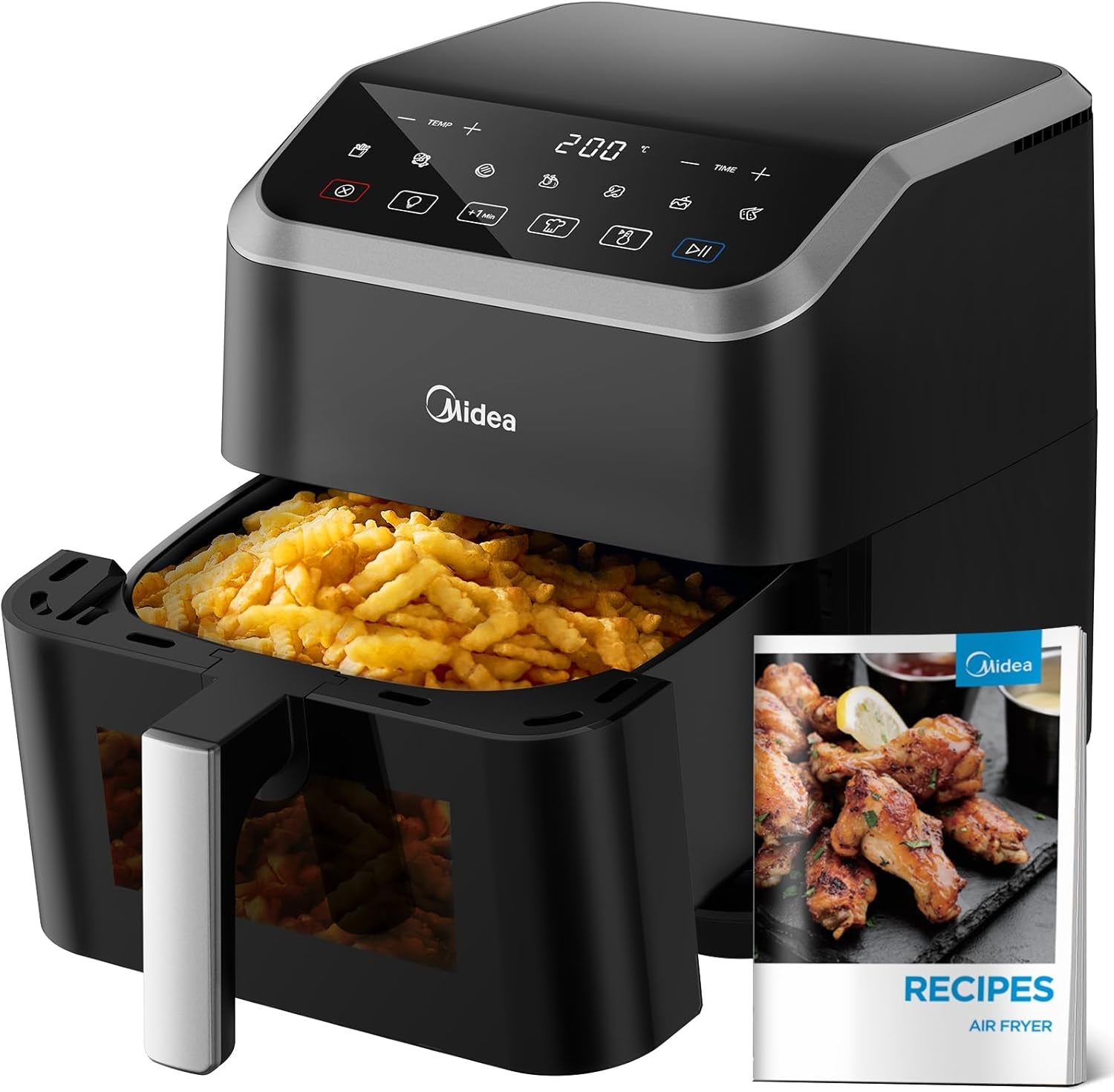 Midea Frytkownica na gorące powietrze 2L, 1150W Frytownica bezolejowa, Frytownica na gorące powietrze, Funkcja automatycznego wyłączania Sprzęt AGD Naty Shop 5L