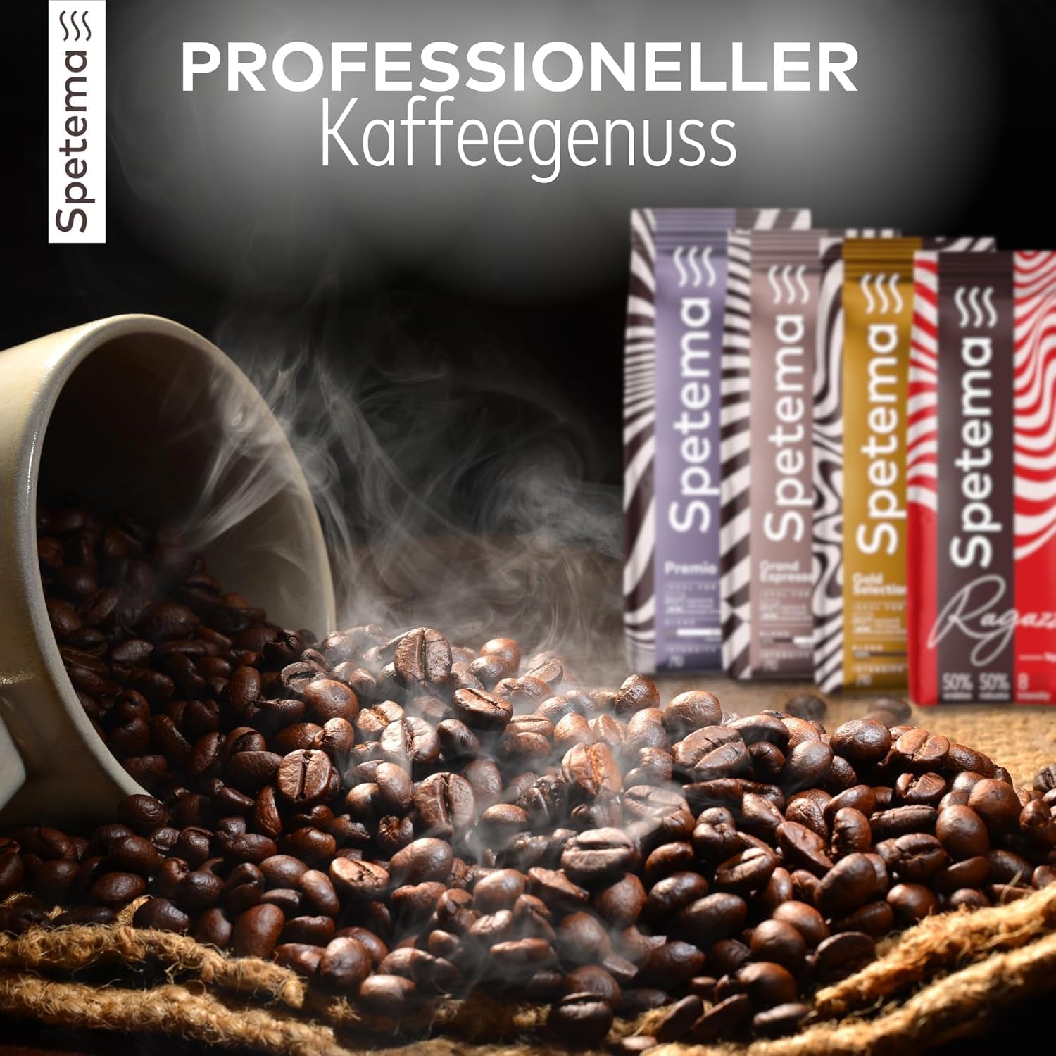 Spetema Kaffeebohnen Ragazzi Espresso Bar - 50% Arabica i 50% Robusta, Intensität 8/10, Mittlere Röstung, Zartes Aroma & Dichtes Geschmackserlebnis, 1 kg.