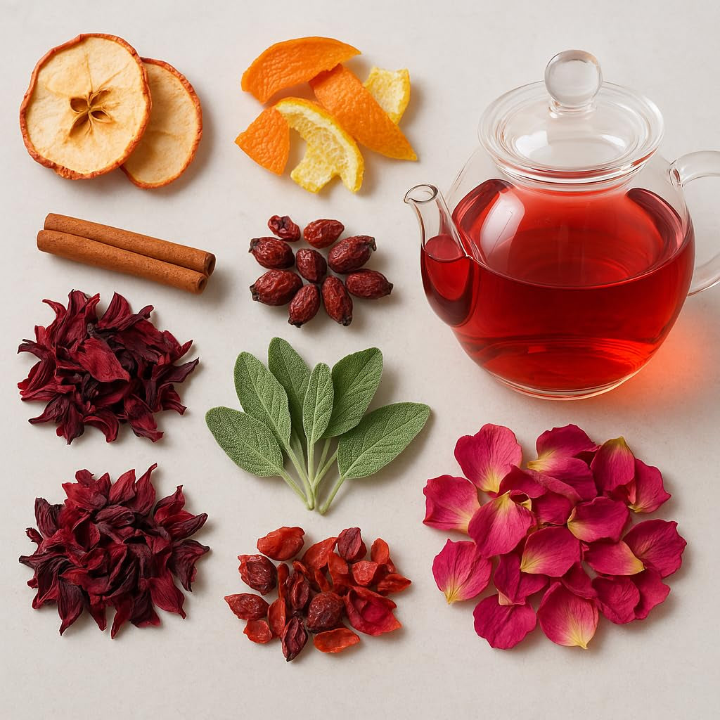 Herbata Owocowa – 100g Aromatyzowana mieszanka owocowa z jabłkiem, hibiskusem i cynamonem – torebka Ziplock, ok. 25 filiżanek – Bez dodatków, pakowane w Niemczech