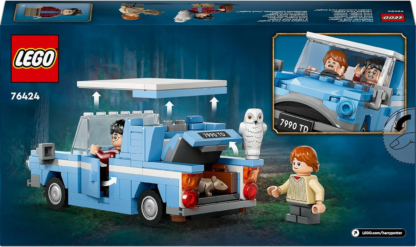 LEGO Harry Potter Latający Ford Anglia Zabawkowy samochód do zbudowania dla dzieci Prezent dla chłopców, dziewcząt i wszystkich fanów od 7. roku życia Zestaw z 2 minifigurkami, w tym Ronem Weasleyem do odgrywania ról 76424 Zestawy do budowania Besuche den LEGO-Store