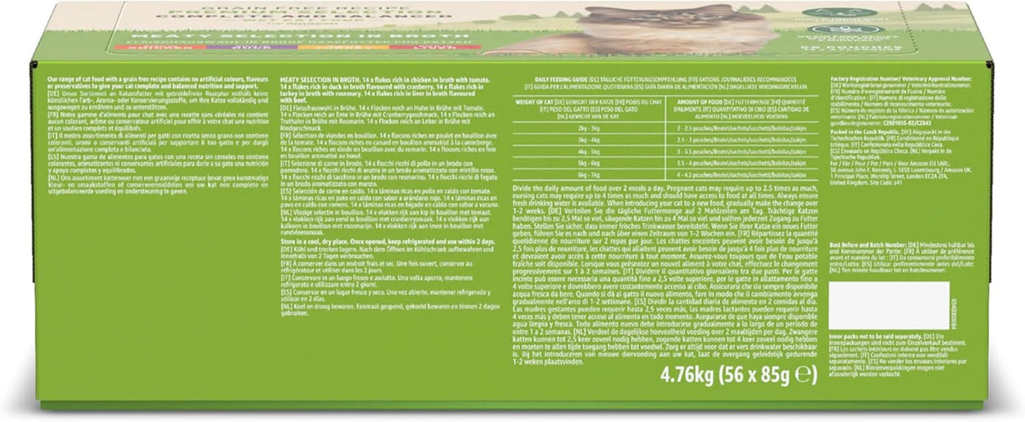 Amazon Grain Free Mokra karma dla kotów dorosłych dla dorosłych kotów Wybór mięsa w galaretce 4,76 kg 56 opakowań po 85 g (dawniej dożywotnia)