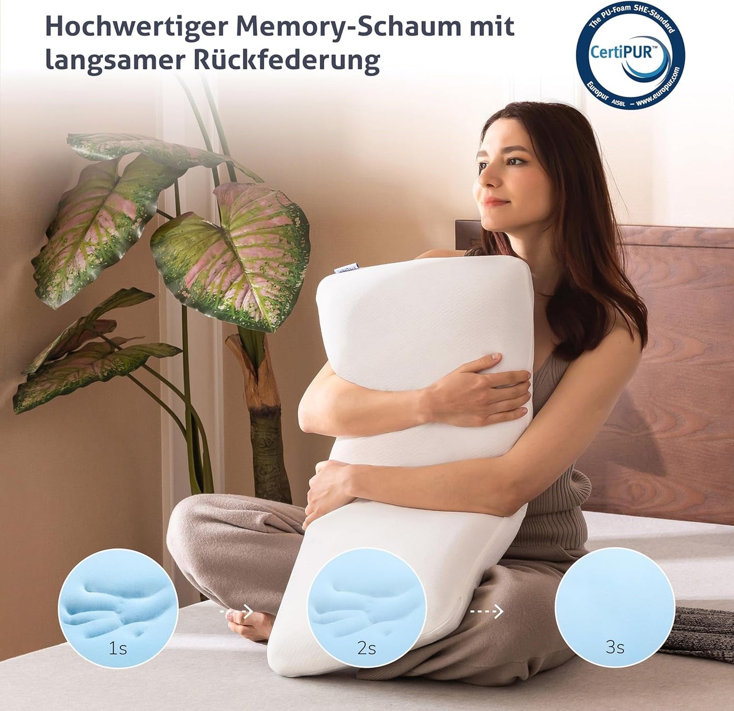 EGO HOME Poduszka Memory Foam Miękka, ergonomiczna poduszka do spania na plecach Poduszka podtrzymująca szyję z oddychającym i zmywalnym pokrowcem, certyfikat Oeko-Tex, poduszka pod szyję 75X35Cm Perne standard Naty Shop