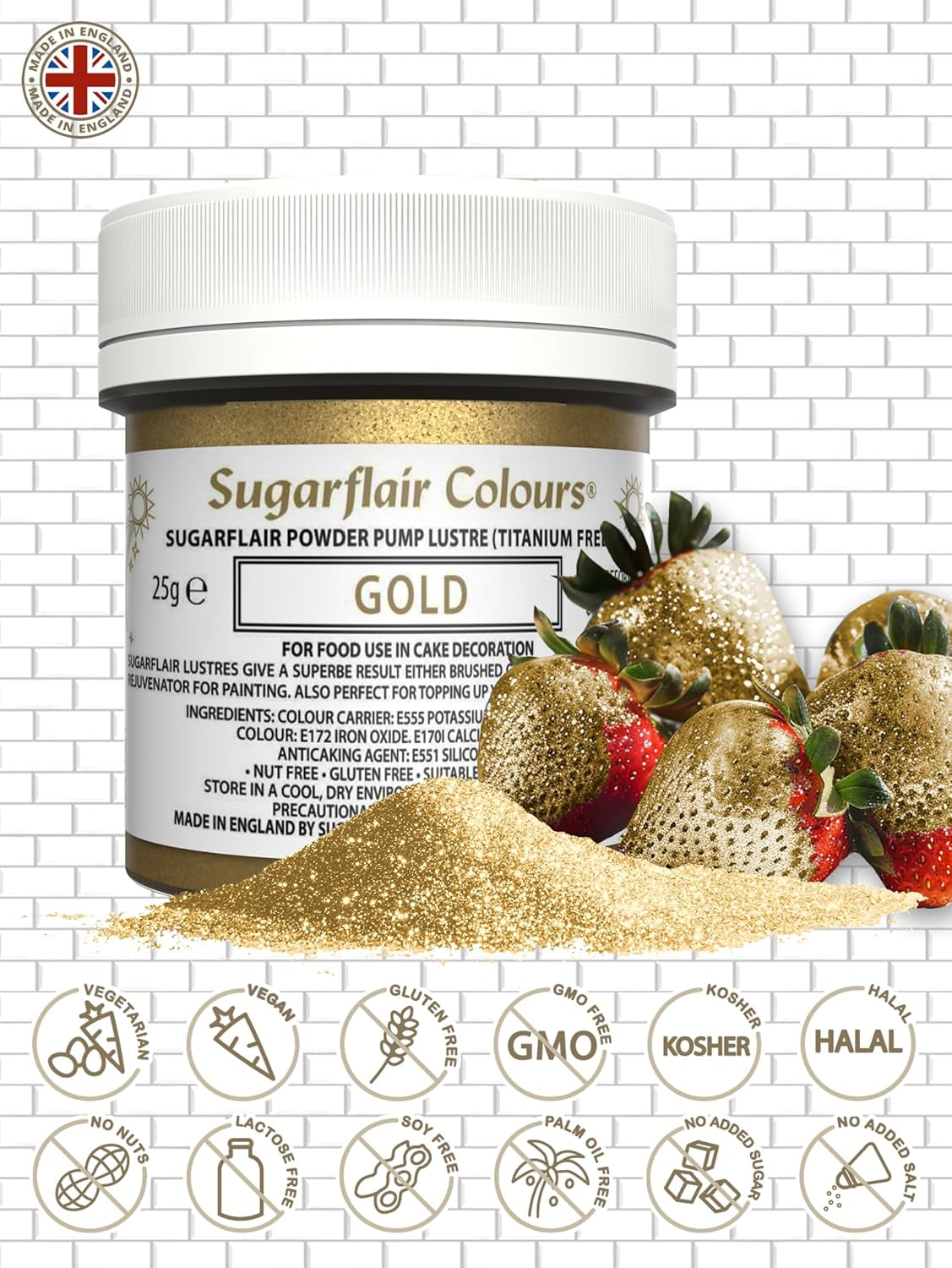 Sugarflair Pump Refill Gold - Zestaw uzupełniający barwnika spożywczego w sprayu z pompką - 25g