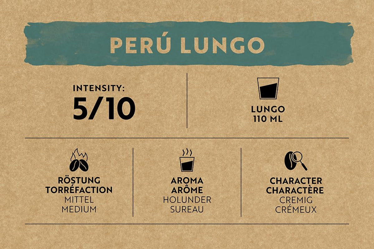 Café Royal Peru Lungo Bio – Kaffeekapseln kompatybilna z Nespresso®, 100% Arabika z Peru, kremowa, Intensität 5/12, Fairtrade, 100 Kapseln