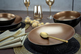 CreaTable, 23598, Seria GLAMOUR - Złota, 16-częściowy zestaw naczyń obiadowych, Usługa łączenia porcelany, Możliwość mycia w zmywarce i kuchence mikrofalowej, Jakość produkcji