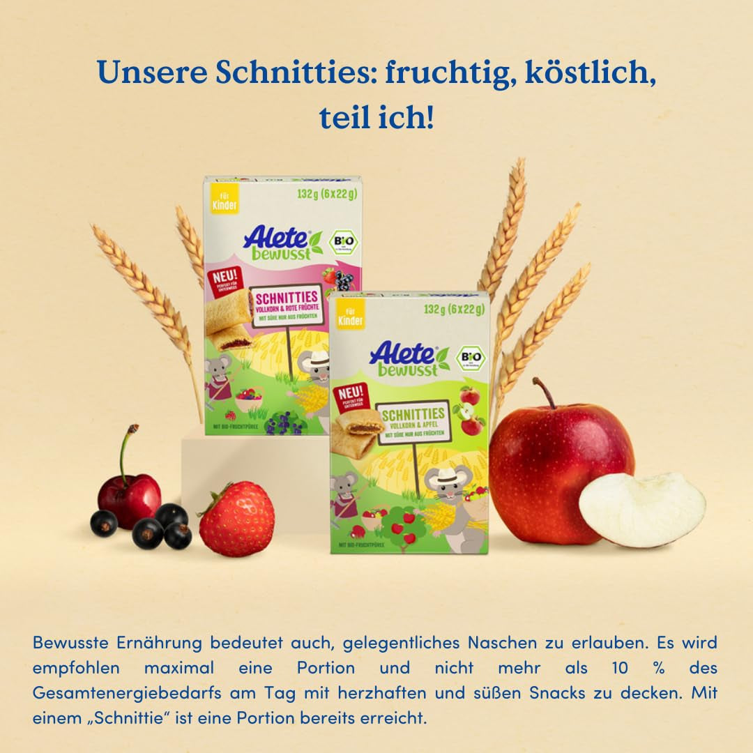 Alete Organiczne placki w plasterkach z pełnymi ziarnami i jabłkiem 6 x 22 g