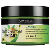 John Frieda - Deep Cleanse & Repair Mask / Kuracja - Zawartość: 250 ml - Z olejem z nasion konopi + odżywczym awokado - Kojąca maska do włosów zniszczonych Naty Shop Hair Mask 250 ml (1 opakowanie)