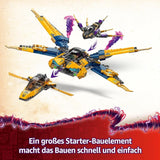 Samolot Super Storm LEGO NINJAGO Rasa i Arina — zabawka z dronem, miotaczami, ostrzami i silnikami — w zestawie. Trzy minifigurki Ninja do odgrywania ról — zestaw do budowania dla chłopców i dziewcząt od 8 lat 71833 Zestawy do budowania Besuche den LEGO-Store