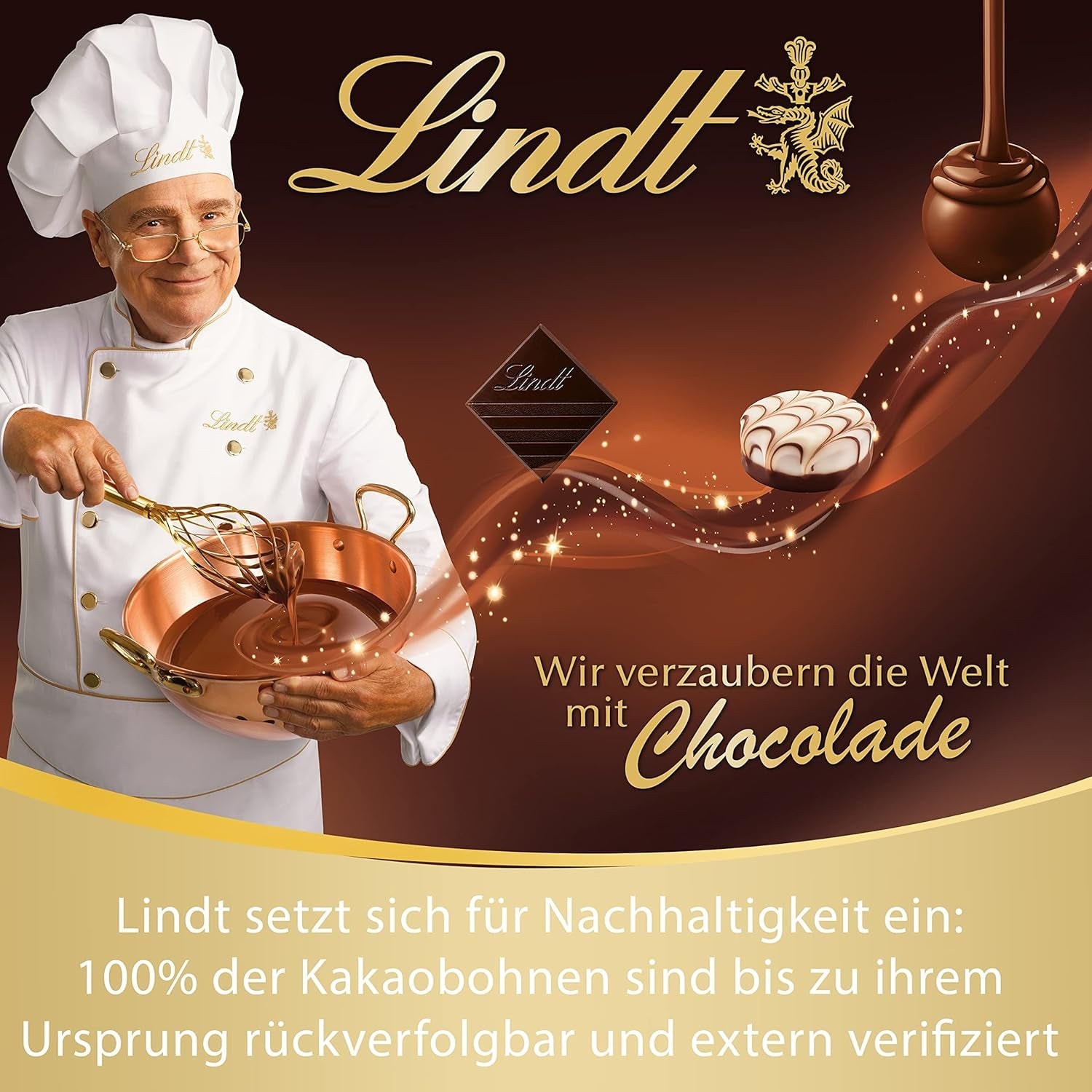 LINDOR kulki czekoladowe z solonym karmelem | ok. 80 kulek z mlecznej czekolady z nadzieniem solonym karmelem | Opakowanie zbiorcze i kulki czekoladowe Marc de Champagne | 700 gr