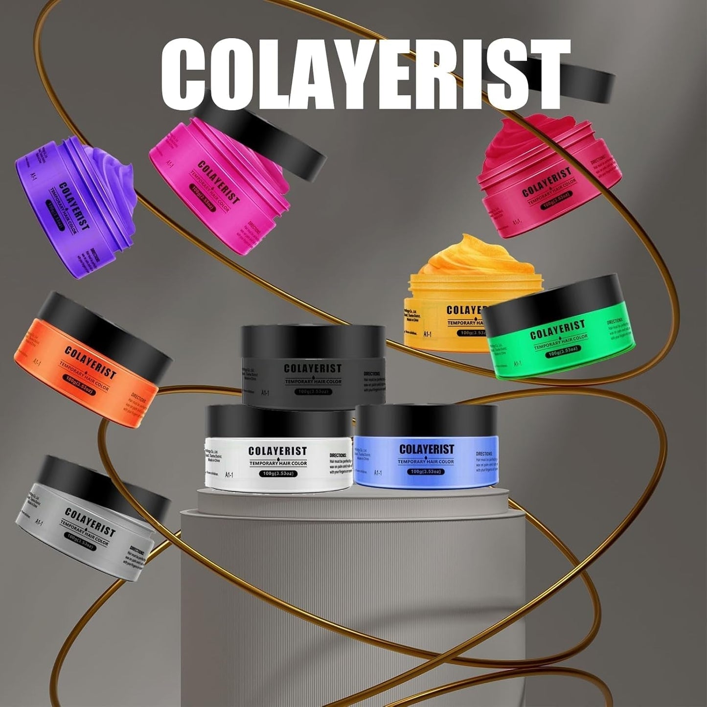 COLAYERIST Tymczasowo zmywalna farba do włosów czarnych Wosk koloryzujący do włosów dla mężczyzn i kobiet Tusz do rzęs na imprezę lub Cosplay Produkty do koloryzacji bez bałaganu Farba do włosów Naty Shop