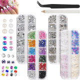 5820 Stück Strasssteine ​​​​Nägel, Glitzersteine ​​​​Nägel Und Halbrunde Perlen, AB Kristall Rhinestones, Flatback Nagel Steine ​​Mit Pinzette Und Stift Für Nagel/Diy (Mehrere Größen Und Farben)