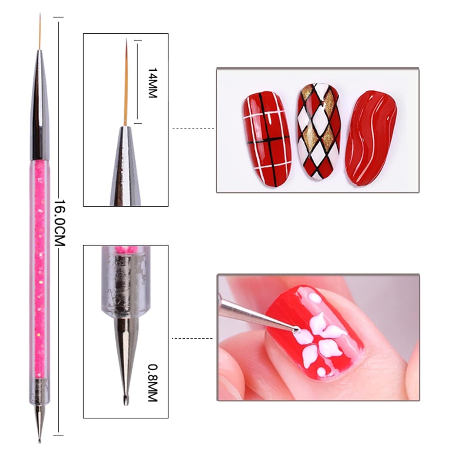 Nagel Art Fineliner Pinsel [5 Stück], Nagel Art Liner Pinsel, Professionel Detail Pinselset, Nagellack Pinsel, Für Nail Art Design Salon malarski, Nageldesign Nagel Fußpflege
