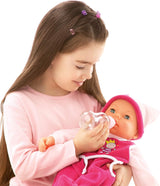 Funktionspuppe Hello Baby mit Geräuschen, bewegt den Mund, interaktive Puppe, Babypuppe, mit Zubehör, 46cm, różowy
