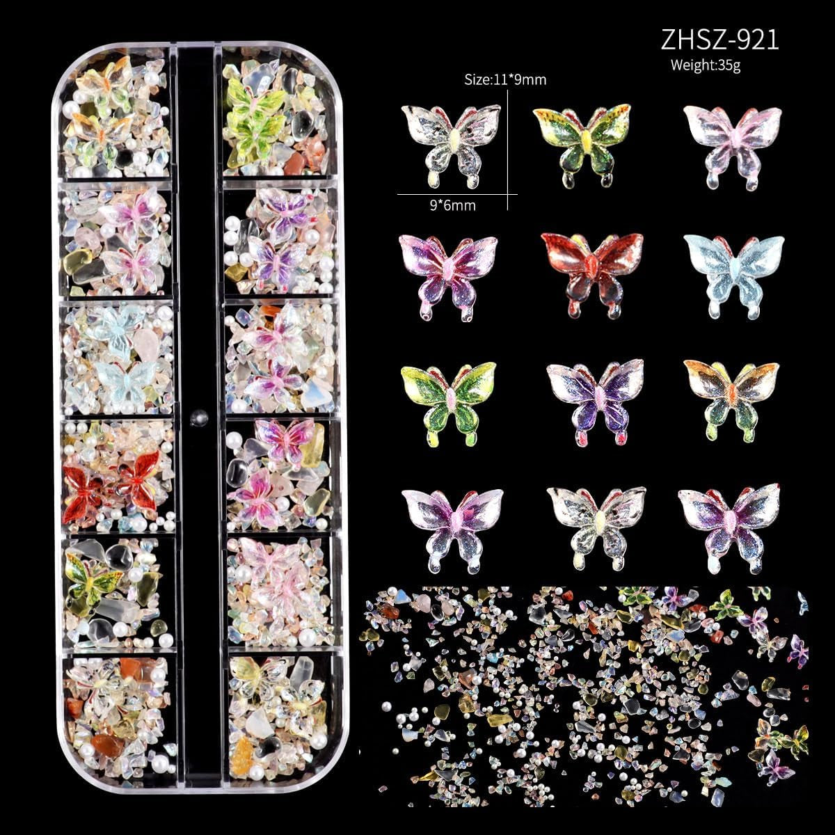 Charms do paznokci, 6 Boxen Gold Silber Nagel Charms 3D Gold Bogen Stern Nail Art Dekoration + 6200 Strasssteine ​​​​Bunt Steine ​​AB Perlen Diamanten, 3D Legierung Bow Nail Gems Nagel Deko Für Frauen Nagel (6-A)