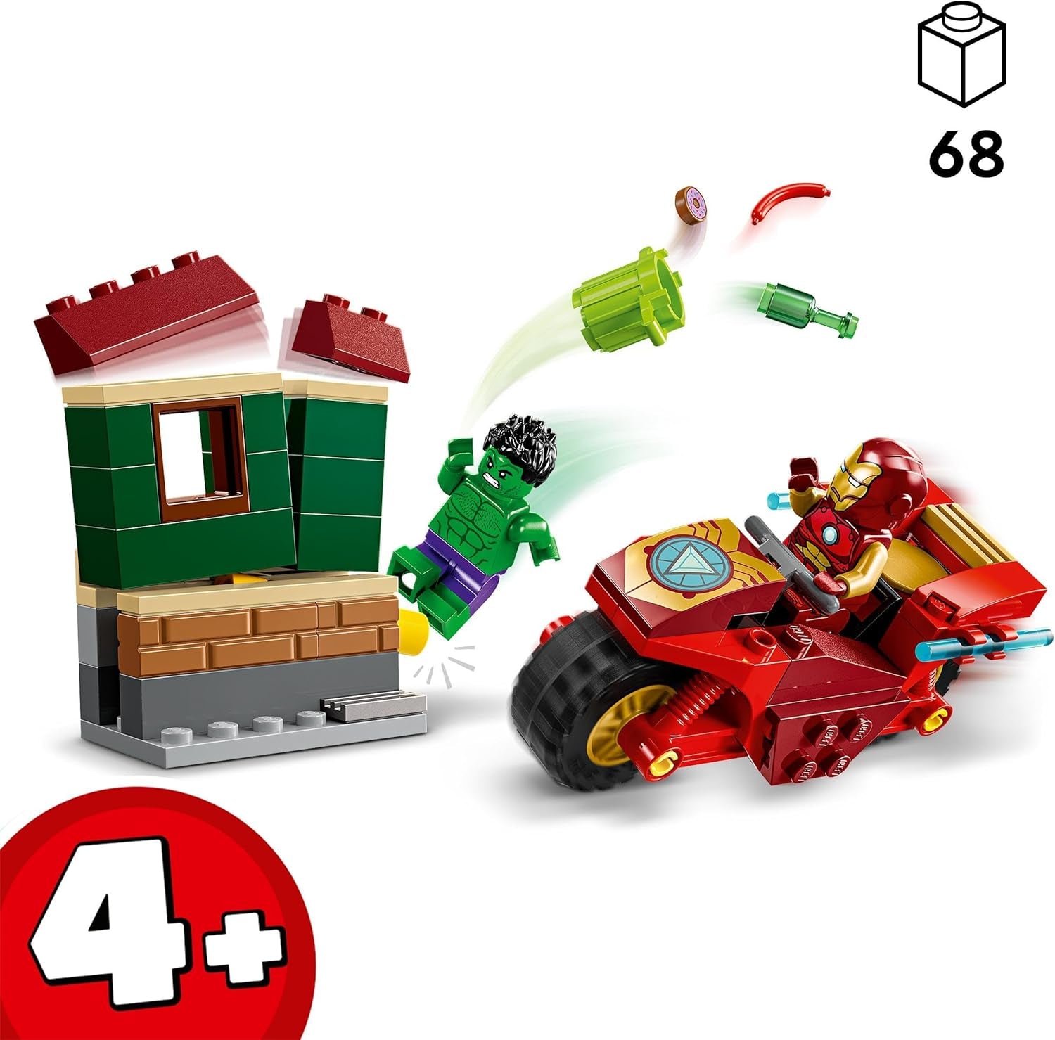 LEGO Marvel Iron Man z rowerem i Hulkiem, zabawka do budowania superbohatera dla dzieci, zestaw kolekcjonerski z rowerem i minifigurkami, prezent dla dziewcząt i chłopców w wieku 4 lat 76287 Zestawy do budowania Kup w sklepie LEGO