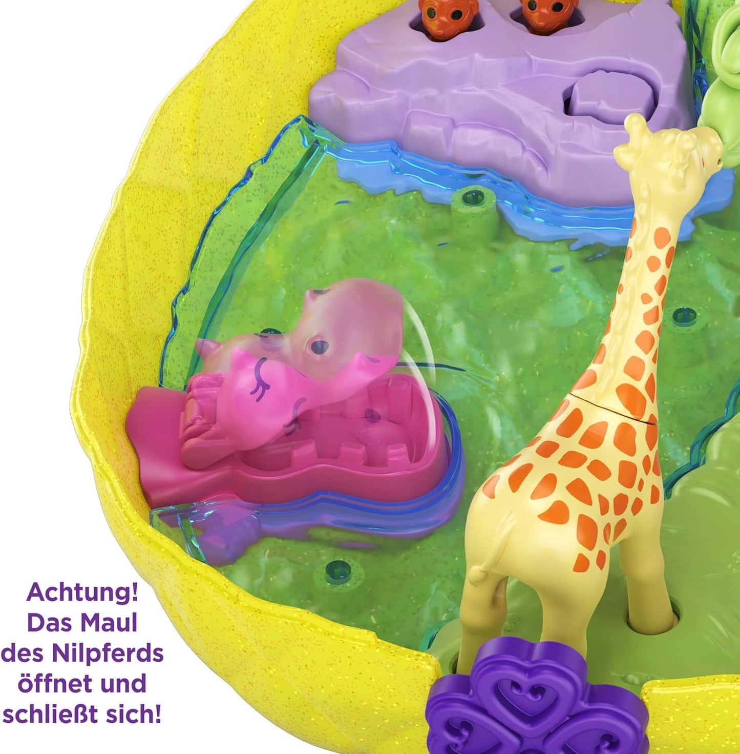 Polly Pocket GKJ64 - Przenośny kompaktowy kieszonkowy ananas z 8 zabawnymi funkcjami, lalkami Polly i Lila, 2 akcesoriami i arkuszem naklejek; zabawka dla dzieci od 4 roku życia