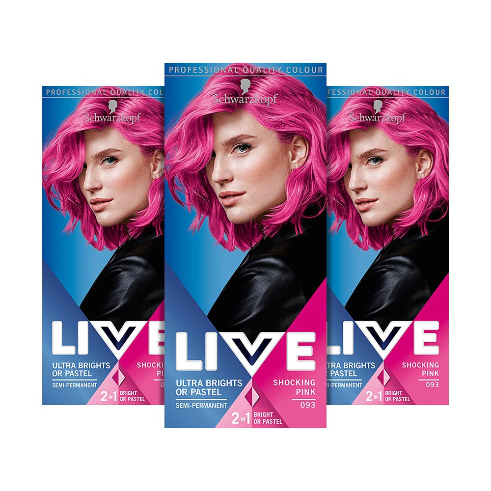 Live Ultra Bright lub Pastel Red Hair Farba 3 szt. Półtrwały kolor utrzymuje się do 15 myć - 092 Pillar Box Red Naty Shop Pastelowa farba do włosów Różowy 3 szt. (1 opakowanie)