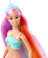 Steffi Love Magic Rainbow Mermaid, lalka syrenka z funkcją magicznego tęczowego światła i bardzo długimi włosami, 39 cm, wiek 3+
