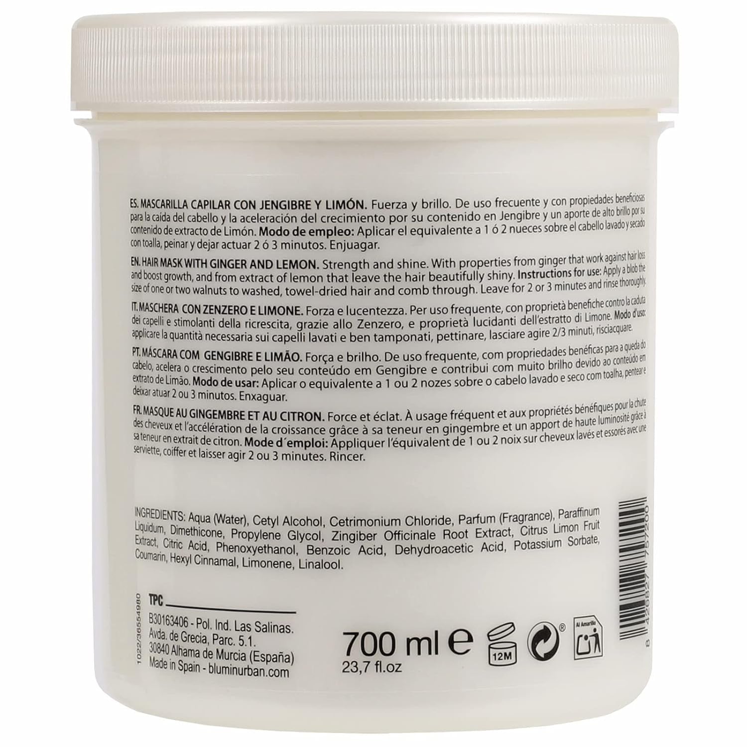 Miejska maska do włosów imbirowo-cytrynowa, maska do włosów Naty Shop 700 ml