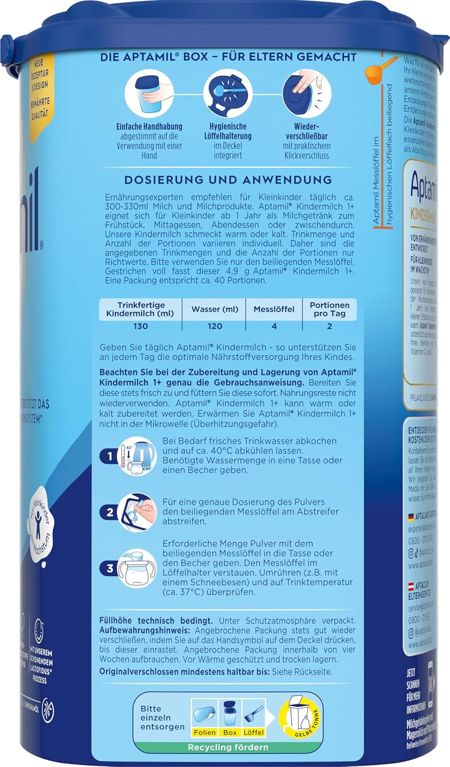 Aptamil Mleko wzrostowe 1 Plus - Mleko wzrostowe od 1 roku - 800g