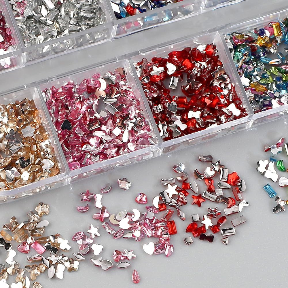 2000 sztuk Bunte Strasssteine ​​Nägel Glitzersteine ​​Nail Charms Nailart Edelsteine ​​Nagel Steine ​​Glitzer Steine ​​Nagel Charms Nägel Zubehör Kristalle Diamant Nageldesign Strass Nail Art Cyrkonie Klejnoty do paznokci