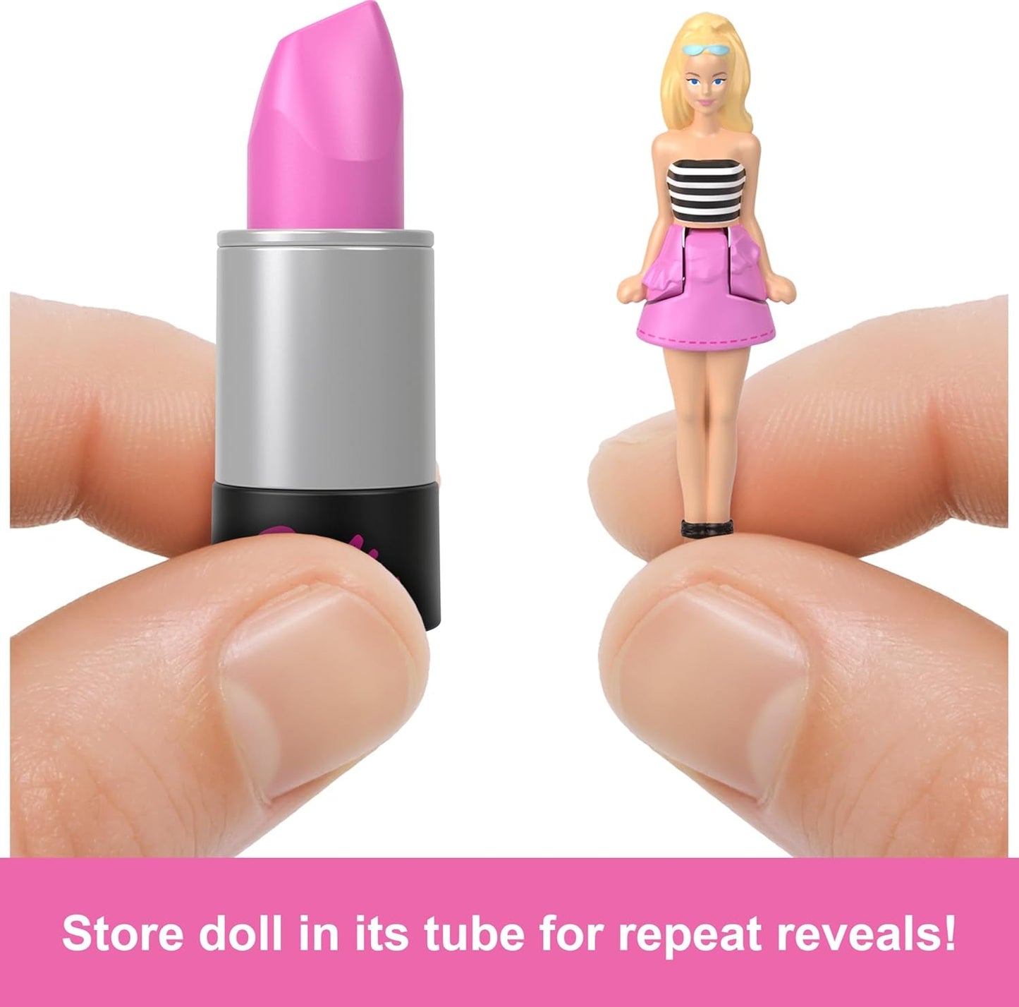 Barbie Mini Barbieland Zestaw 5 lalek fashionistek, ok. Mini lalki o wysokości 3,8 cm w szminkowych rękawach Zestaw z kolekcji niespodzianek (style mogą się różnić), lalki JBD26 Naty Shop