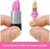 Barbie Mini Barbieland Zestaw 5 lalek fashionistek, ok. Mini lalki o wysokości 3,8 cm w szminkowych rękawach Zestaw z kolekcji niespodzianek (style mogą się różnić), lalki JBD26 Naty Shop