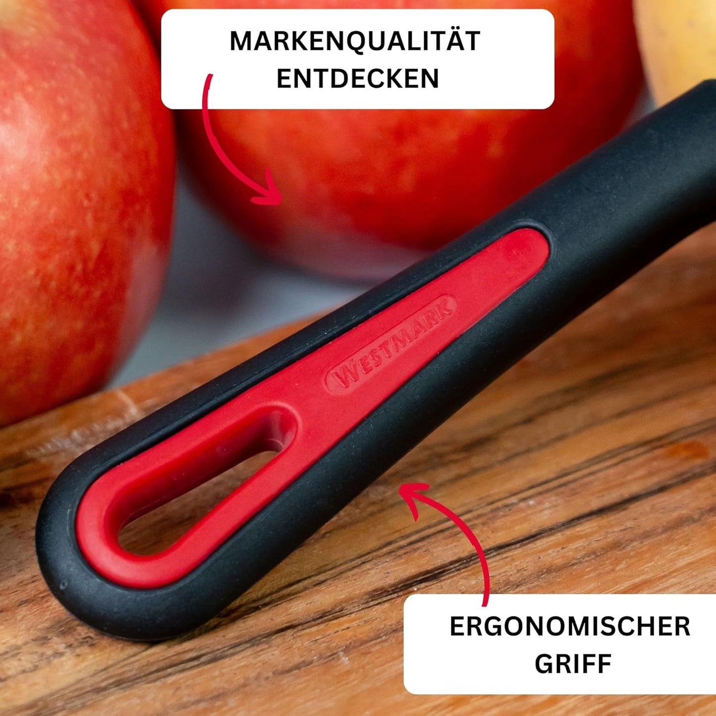 Westmark 29092270 Sparschäler Gallant, Pp/Tpe/Edelstahl, Schwarz / Rot, Obieraczka 16,5 x 3,7 x 2 cm Naty Shop