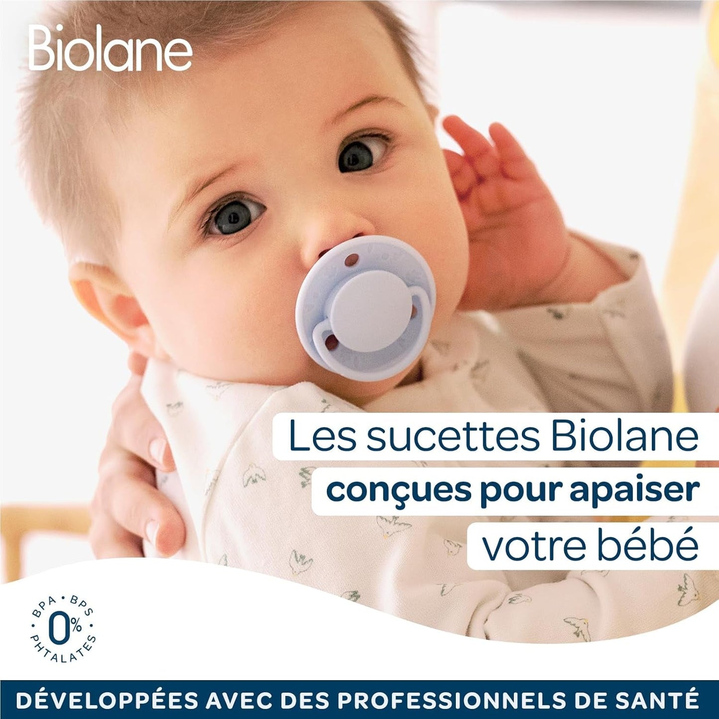 BIOLANE - Okrągły smoczek - Bardzo cienki smoczek - 6+ miesięcy - Bicolor zielony - Smoczek z naturalnego kauczuku - Do rozwoju jamy ustnej - Miękki i wygodny