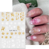 JMEOWIO Nagelsticker Weihnachten 10 Blatt Nail Art Naklejka Selbstklebend Nagelaufkleber Glitter Schneeflocke Xmas Winter Urlaub Gold Dekoration Nageldesign Zubehör