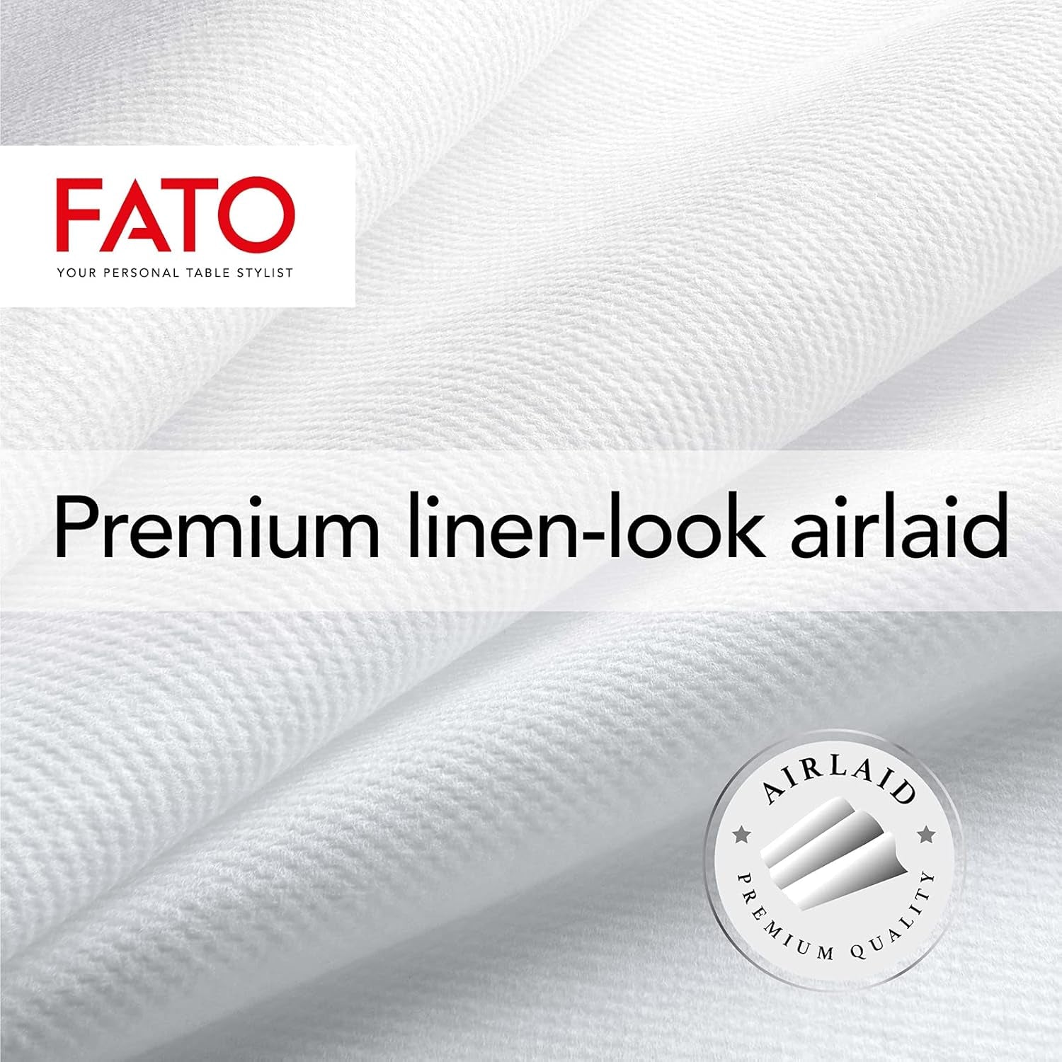 Fato - Suche serwetki papierowe, Airlaid, efekt tkaniny, opakowanie 50 serwetek, rozmiar 40X40 złożone na 4, kolor czarny