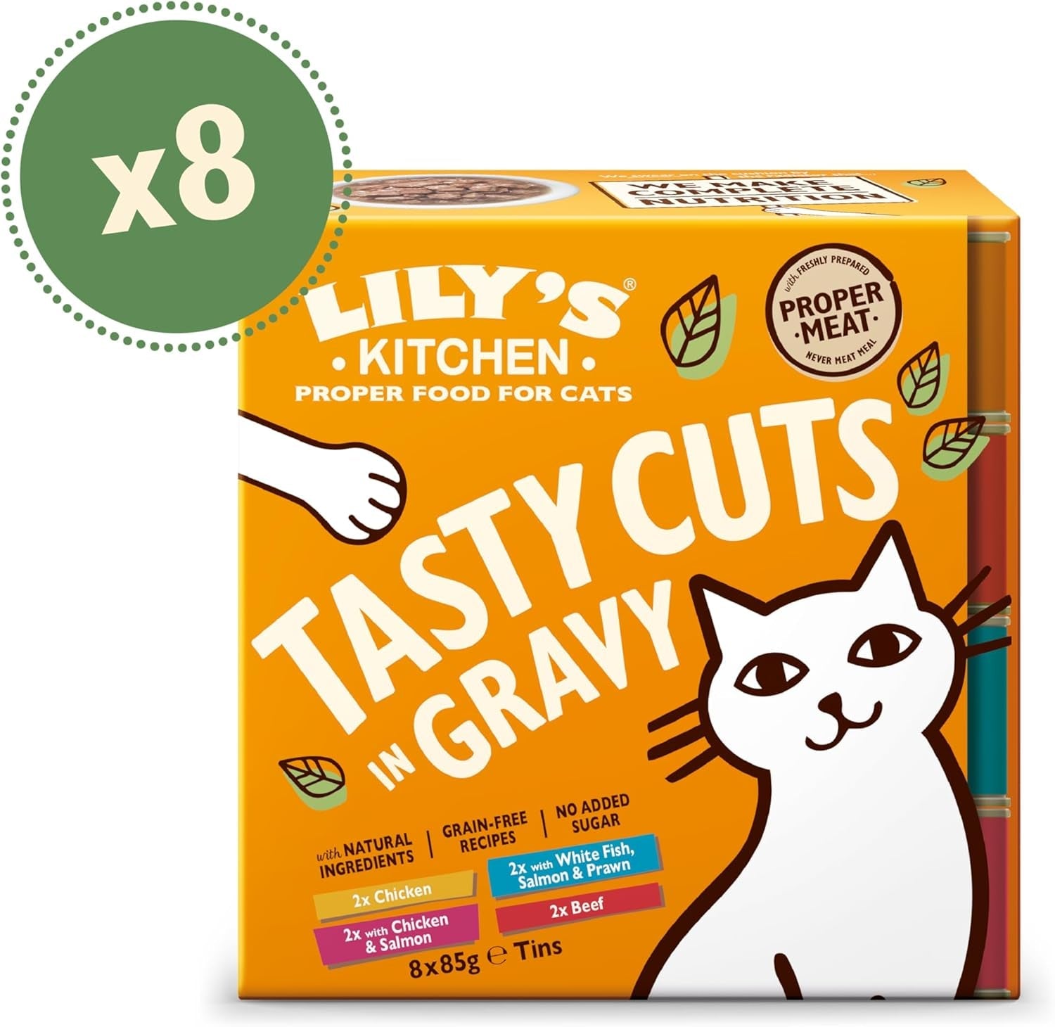 Lily's Kitchen Mokra karma dla dorosłych kotów, z naturalnych składników, pyszne kawałki w sosie, opakowanie zbiorcze, 8 pudełek x 85 g
