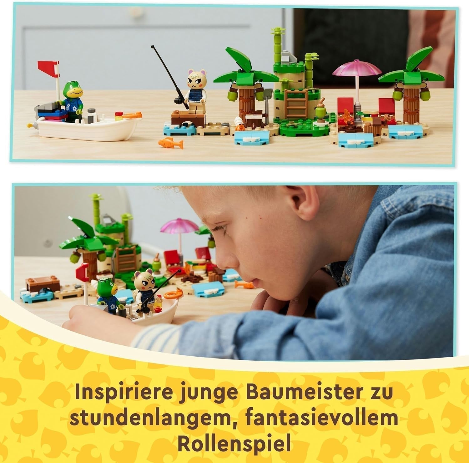 LEGO Animal Crossing Wycieczka łodzią po wyspie Käptens, kreatywna zabawka dla dzieci z 2 minifigurkami z serii gier wideo, w tym Huschke, prezent dla dziewcząt i chłopców od 6 lat 77048 Zestawy do budowania Besuche den LEGO-Store