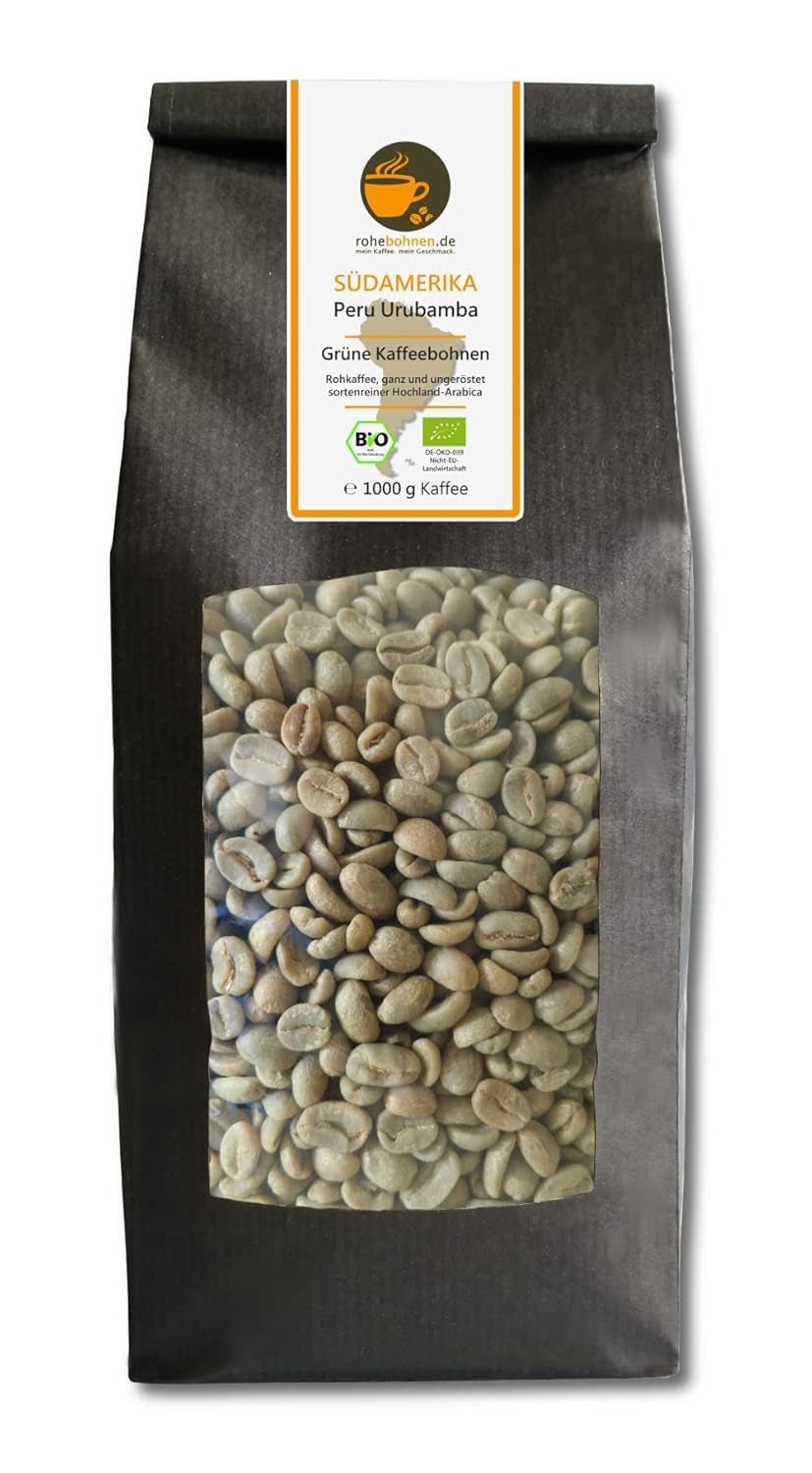 Organiczna kawa surowa - Peru Kawa zielona Urubamba (zielona kawa ziarnista 1000g) - posiada certyfikat GMP